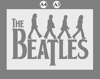 Pop Icon Mylar Stencil in A3/A4 sheet sizes &#39;Fab 4&#39; John, Paul, Ringo, George, Thicker 190 micron reusable Painting Airbrush Decor (2)