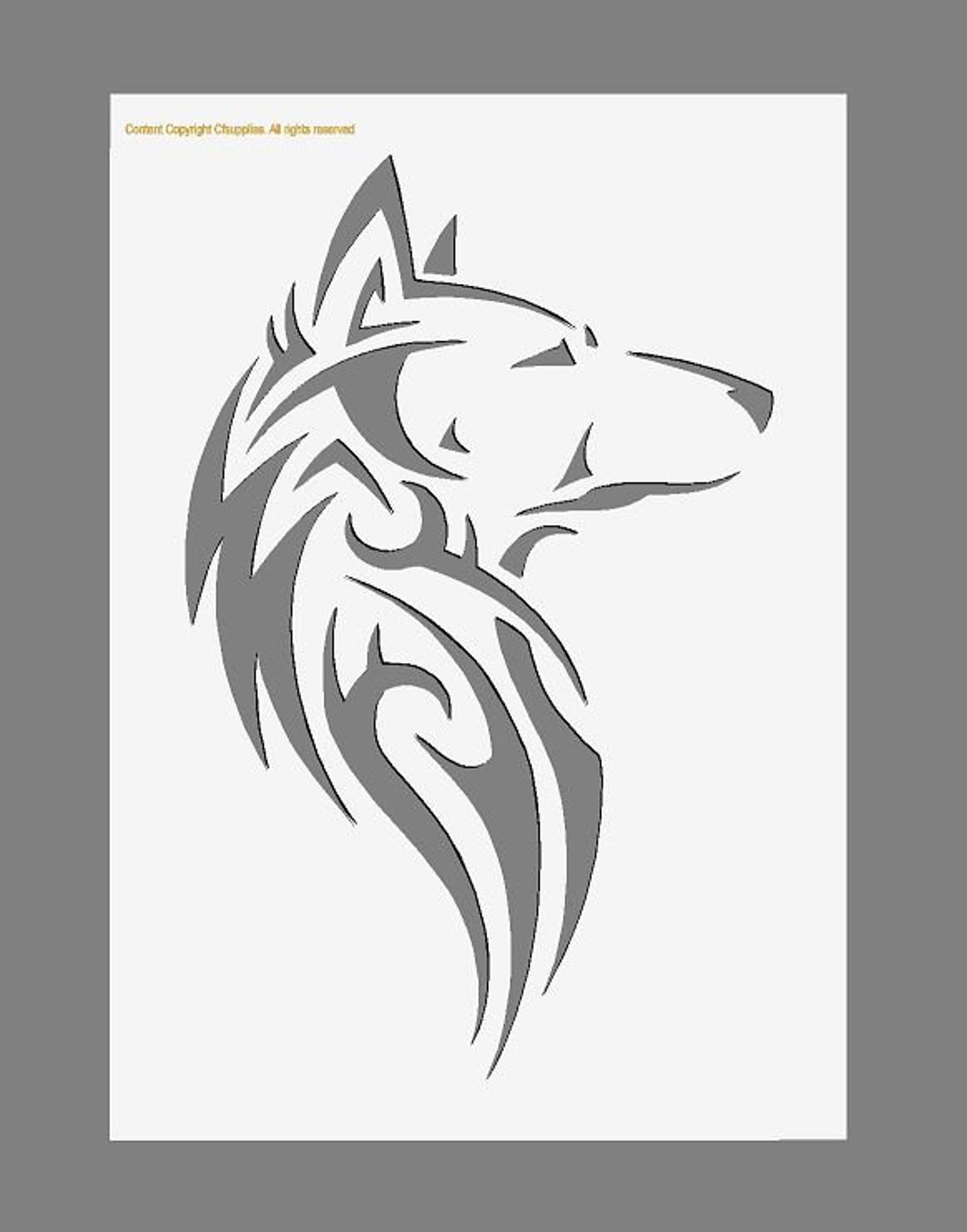 Tribal Wolf Stencil in A3/A4/A5 Sheet Sizes Thicker 190 Micron Reusable