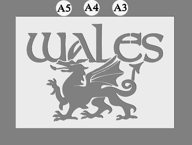 Welsh Dragon Stencil: Cymru Emblem, Reusable Mylar, A3/A4/A5 Sizes - Etsy