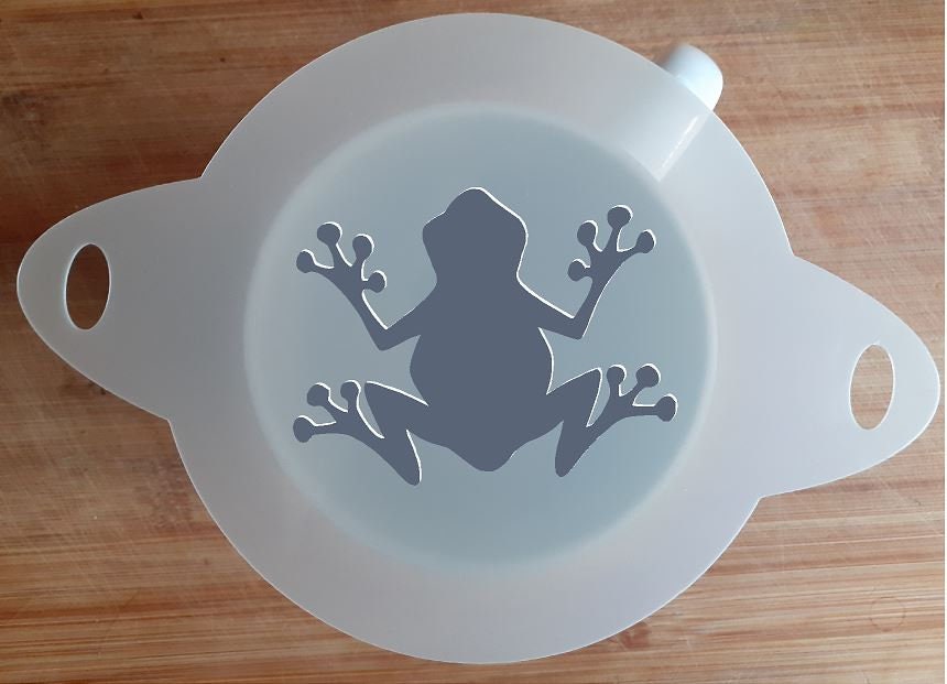 110mm Mylar Stencil  'Frog' Cookie, Cake, Coffee Duster Stencil, Face paint, 190 micron reusable Painting Craft Stencil Food Safe