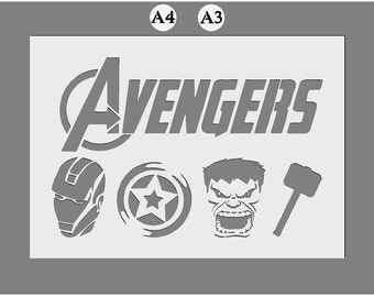 Superhero Theme Polyester Stencils in A3/A4 sheet sizes 190 micron Painting Airbrush Decor