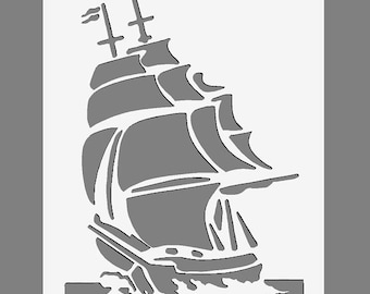 Sailing Ship Galleon | Mylar Stencils  in A3/A4/A5 sheet sizes | 190 micron Painting Airbrush Decor Wall Furniture Craft Template