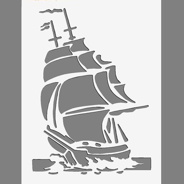 Segelschiff Galleon | Mylar Schablonen in A3/A4/A5 Bogengrößen | 190 micron Malerei Airbrush Dekor Wandmöbel Bastelschablone