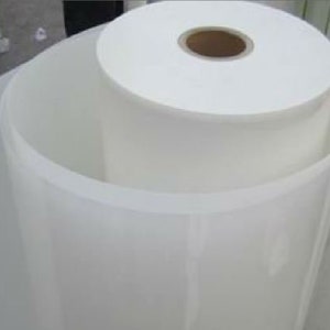 May include: A large roll of white paper is wrapped around a smaller roll of white paper. Both rolls are in a clear plastic container.