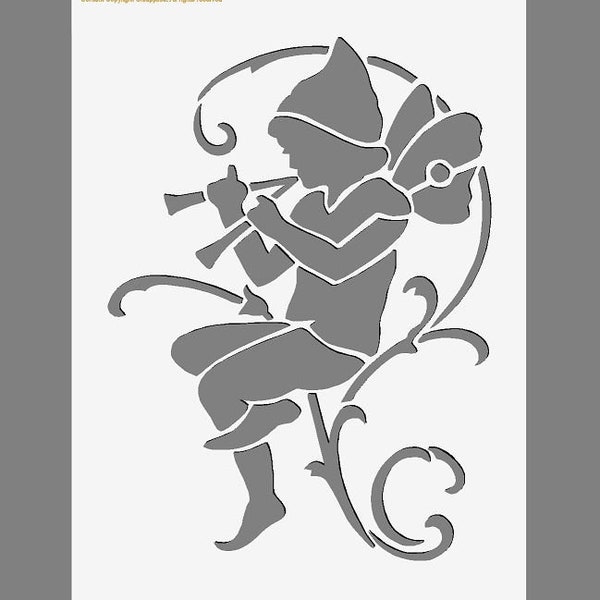 Elf Fairy Stencil | Mylar Stencil for Walls, Fabrics, Furniture, Nurseries, Bedrooms, Reusable, Washable A5/A4/A3 Stencil Sizes 190 micron