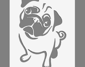 Pug Dog Mylar Plastic Stencil  in A3/A4/A5 sheet sizes Thicker 190 micron Wall Cookie DIY Craft reusable Painting Airbrush Decor