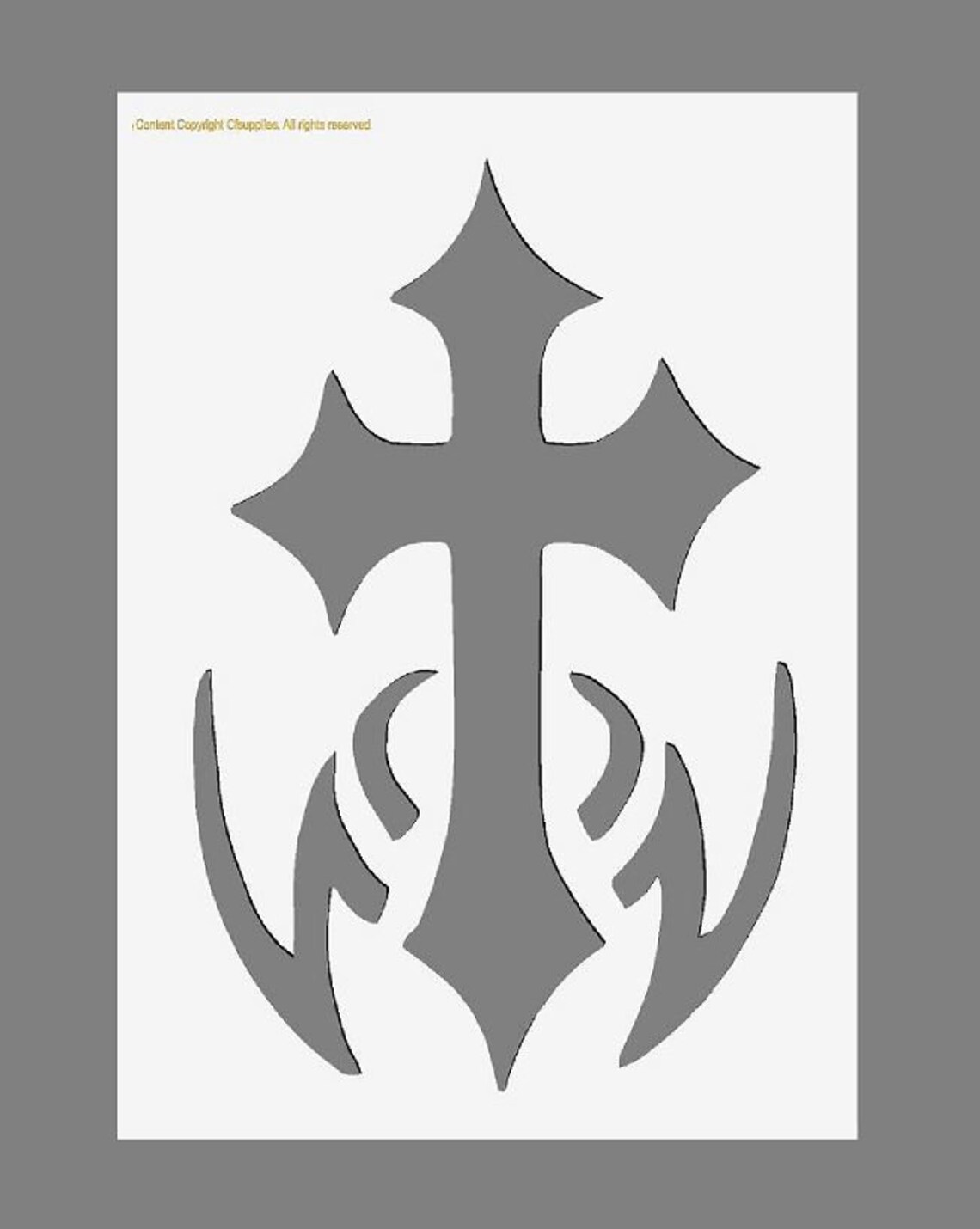 Gothic Cross Stencil Reusable 190 Micron PET, Art & Decor