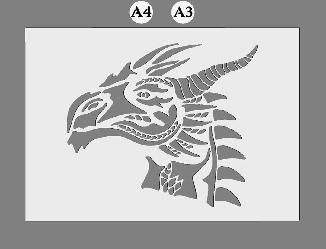 Dragon Head Stencil in A3/A4 Sheet Sizes Thicker 190 Micron - Etsy