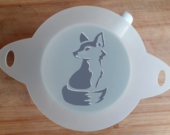 110mm Mylar Stencil  'cute fox' Cookie, Cake, Coffee Duster Stencil, Face paint, 190 micron reusable Painting Craft Stencil Food Safe