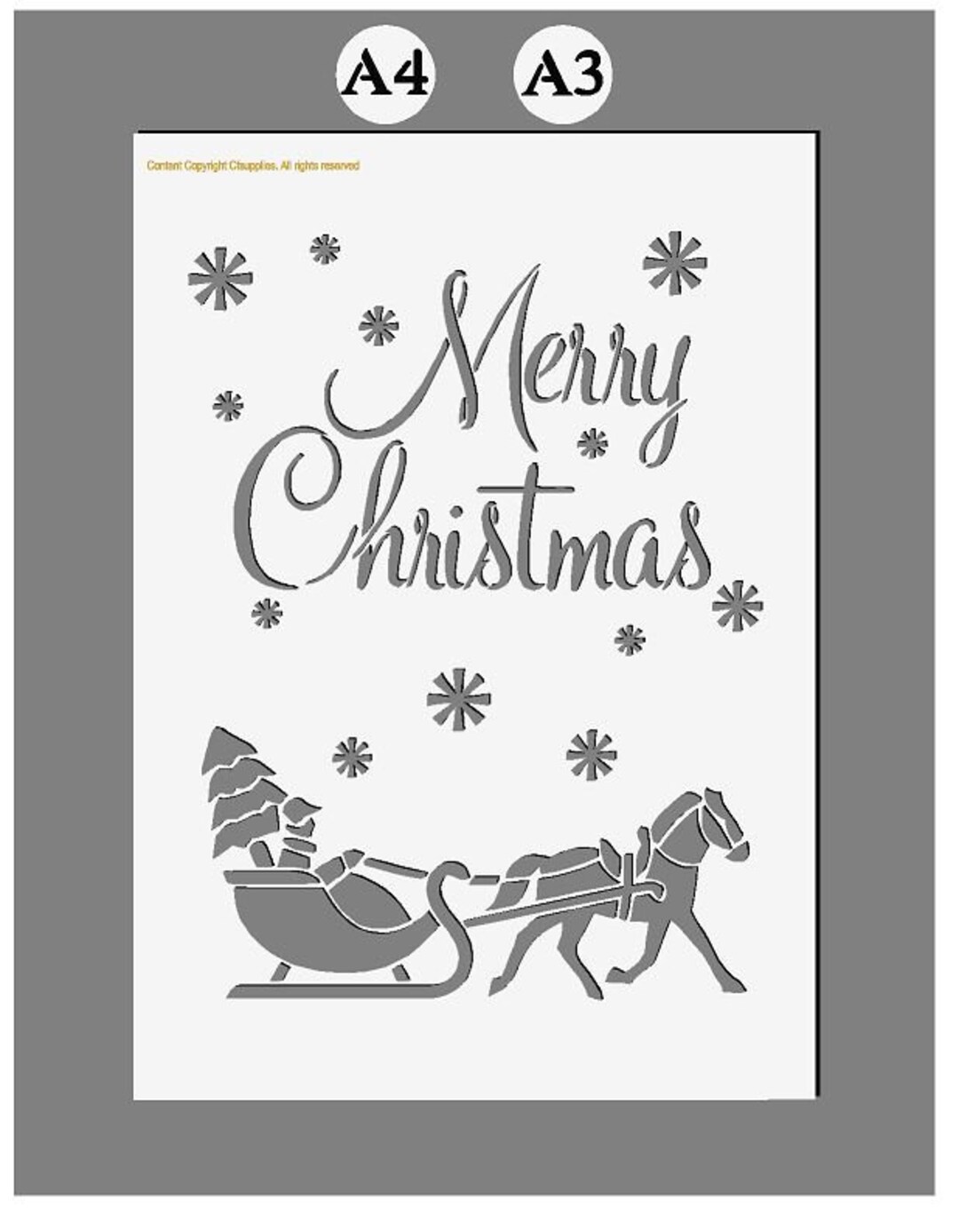 Mylar Stencils Merry Christmas Stencil A3/A4 Sheet Sizes Etsy