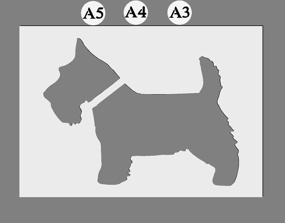 Mylar Stencil Scottie Dog, Puppy A3/A4/A5 Sheet Sizes 190 Micron