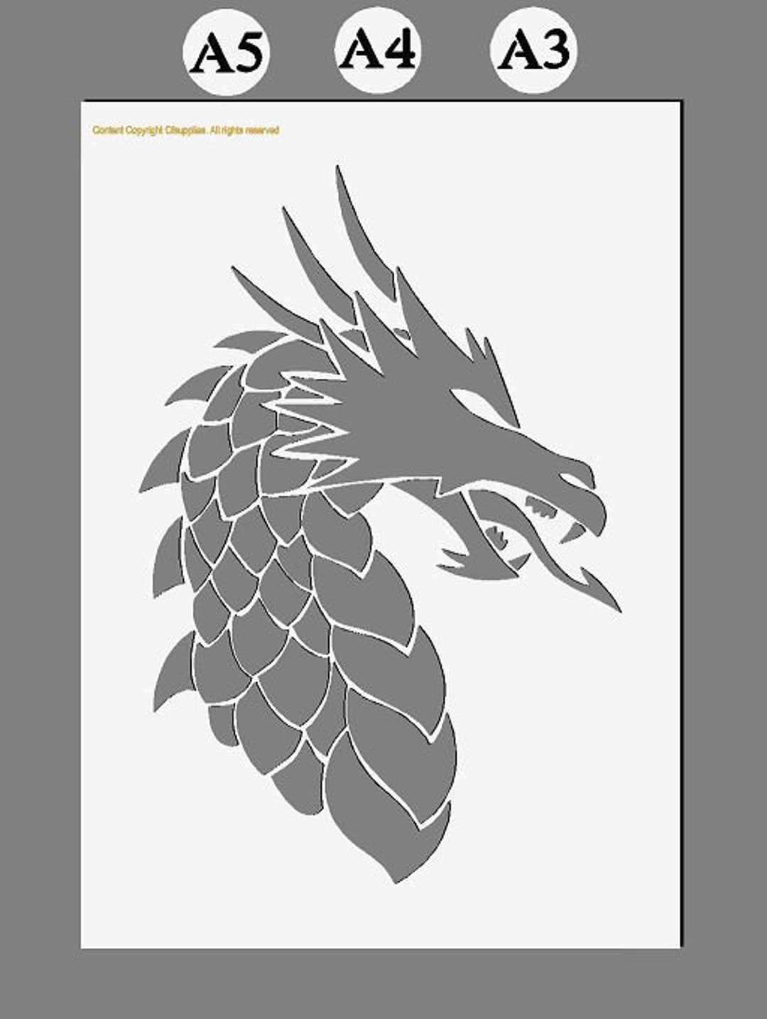dragon-head-stencil-in-a3-a4-sheet-sizes-thicker-190-micron-reusable-painting-airbrush-decor-3-etsy