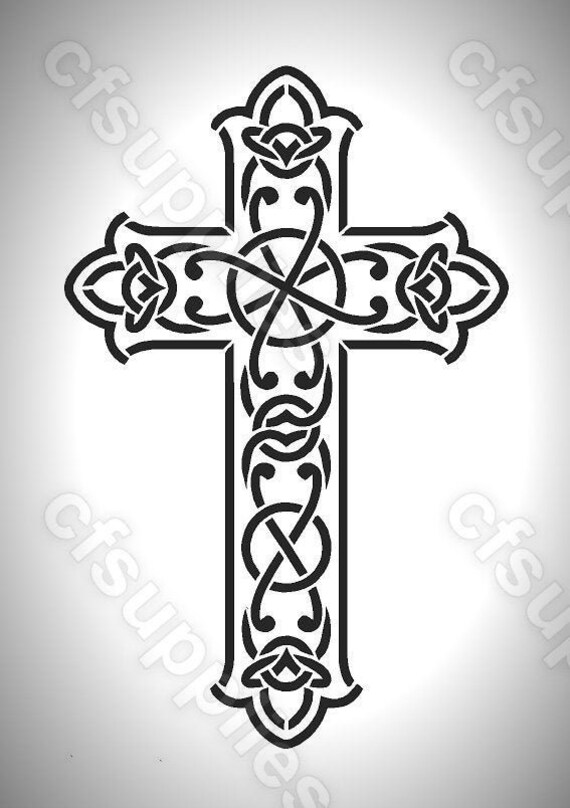 Gothic Cross Stencil in A3/A4/A5 sheet sizes Thicker 190 | Etsy