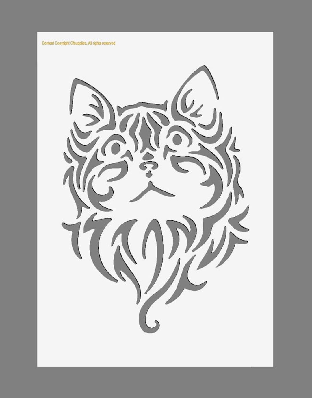 Katze Gesicht Tattoo Stil Mylar Schablonen in A3 / A4 / A5