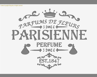 Parisienne |Vintage French Stencil | Shabby Chic Paint Stencil for Walls, Fabrics, Furniture, Reusable, Washable A5/A4/A3 stencil size (167)