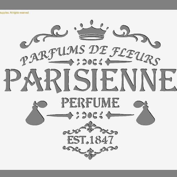 Parisienne |Vintage French Stencil | Shabby Chic Paint Stencil for Walls, Fabrics, Furniture, Reusable, Washable A5/A4/A3 stencil size (167)