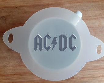 110mm Mylar Stencil  'AC / DC' Cookie, Cake, Coffee Duster Stencil, Face paint, Tattoo, 190 micron reusable Painting Craft Stencil Food Safe