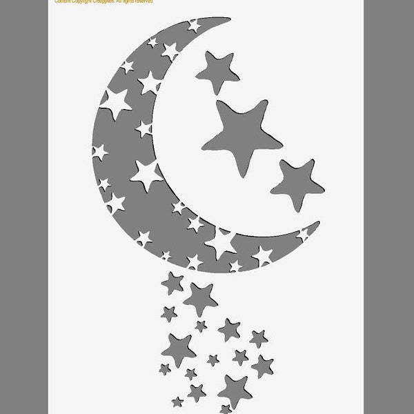 Moon & Stars Mylar Stencil  in A3/A4/A5 sheet sizes Thicker 190 micron reusable (2)Painting Airbrush Decor