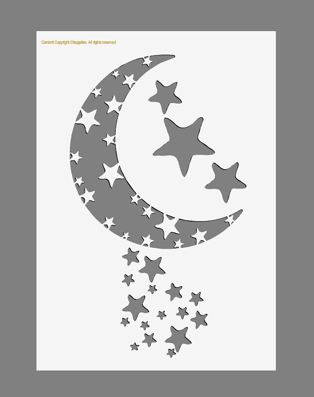 Moon & Stars Mylar Stencil  in A3/A4/A5 sheet sizes Thicker 190 micron reusable (2)Painting Airbrush Decor