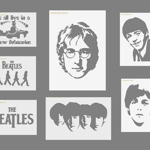 Pode incluir: Um conjunto de seis stencils com os Beatles. Os stencils incluem o nome da banda, uma silhueta dos membros da banda caminhando, um submarino e retratos individuais de John Lennon e Paul McCartney.