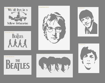 Stencil Pop Icon, Fab 4, John Lennon, Paul McCartney, Yellow Submarine Stencils in A3/A4/A5 sheet sizes 190 micronPainting Airbrush Decor