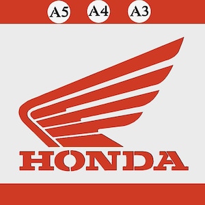 May include: A white stencil with the red Honda logo, featuring a stylized wing design and the word "HONDA" in red lettering.