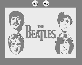 The Beatles Logo Stencil: Reusable Mylar, Fab 4 Design (A3/A4)