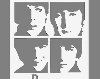 Pop Icon  Mylar Stencil &#39;John, Paul, Ringo, George&#39; in A3/A4/A5 sheet sizes Thicker 190 micron reusable Painting Airbrush Decor (8)