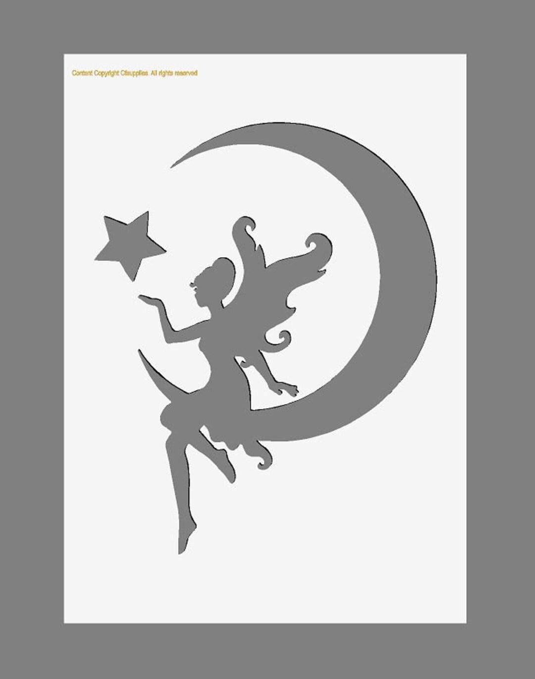 Moon Fairy Stencil | Mylar Stencil for Walls, Fabrics, Furniture ...