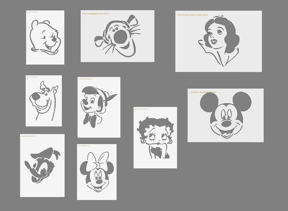 cartoon-character-theme-polyester-stencils-in-a3-a4-a5-sheet-sizes-190-micron-painting-airbrush-decor-etsy
