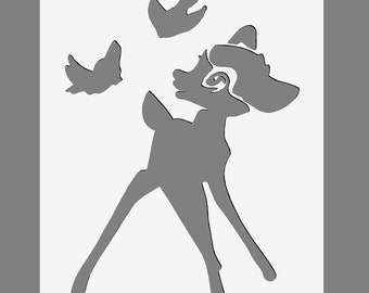 Bambi Mylar Plastic Stencil  in A3/A4/A5 sheet sizes Thicker 190 micron reusable Painting Airbrush Decor Disney Wall Art Craft DIY template