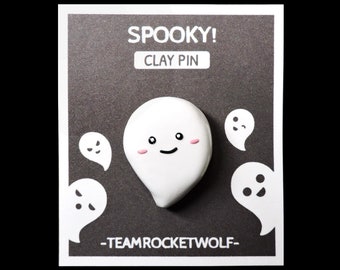 Spooky Ghost Clay Pin