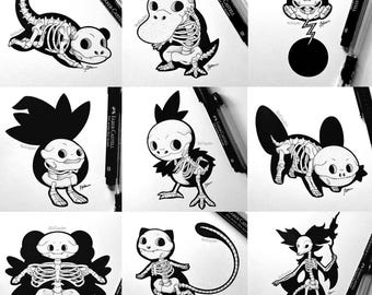 Skeletal Mons Art Prints
