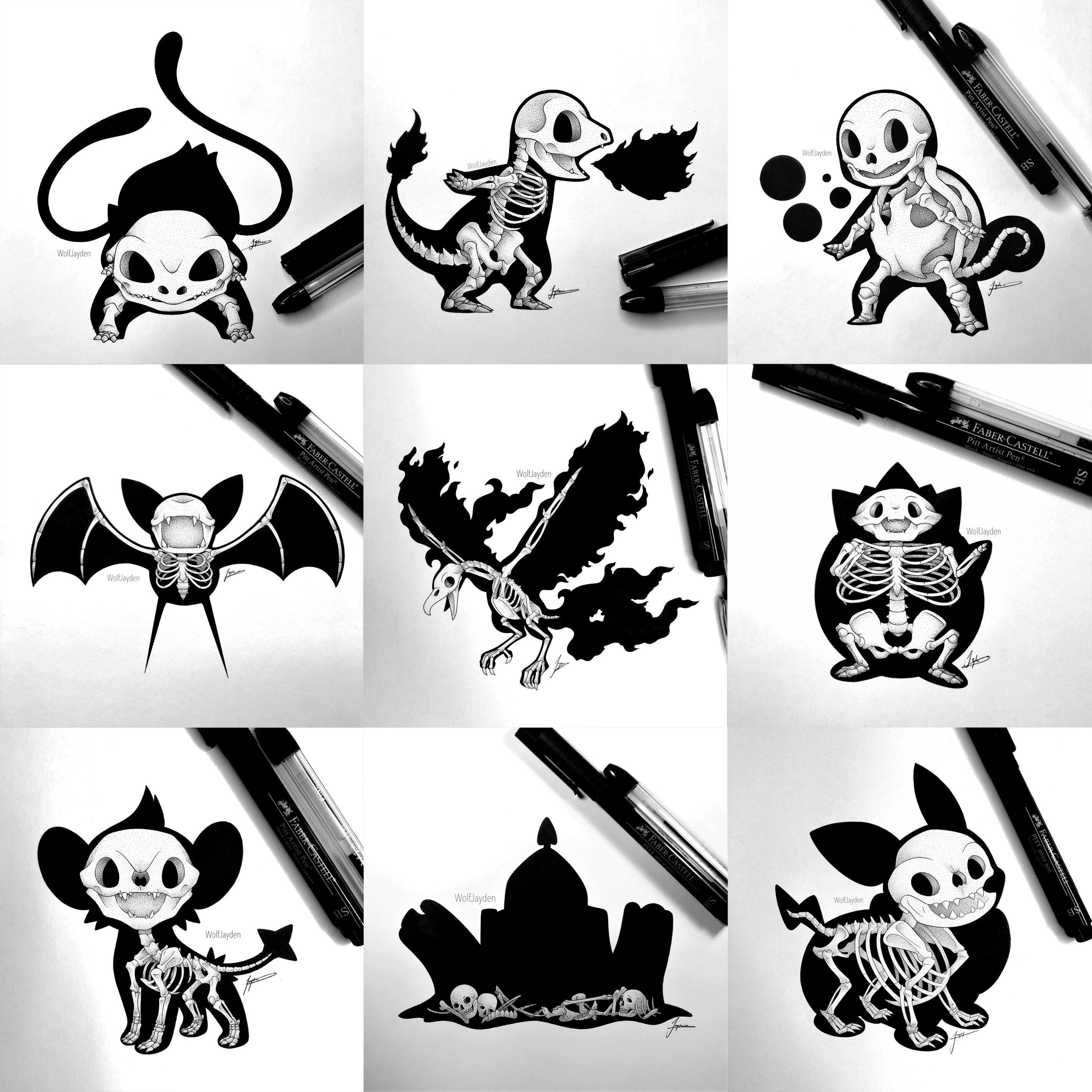 Skeleton Pokemon Prints Original Pokemon Video Game Art Etsy Skeleton Pokemon Prints Original Pokemon Video Game Art Etsy