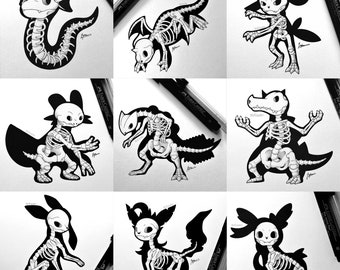 Skeletal Mons Art Prints