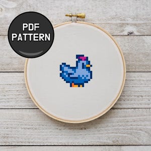 Stardew Valley Blue Chicken Cross Stitch Pattern