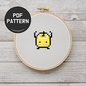 Stardew Valley Yellow Junimo Sprite Cross Stitch Pattern (2 Poses)