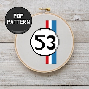 Herbie the Love Bug 53 Logo Cross Stitch Pattern
