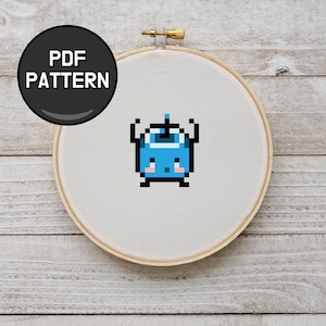 Stardew Valley Blue Junimo Sprite Cross Stitch Pattern (2 Poses)