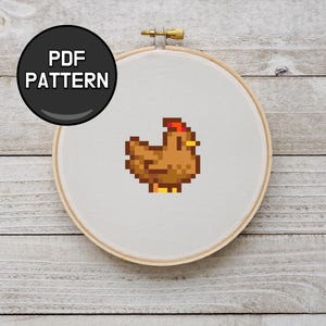 Stardew Valley Brown Chicken Cross Stitch Pattern