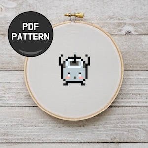 Stardew Valley Grey Junimo Sprite Cross Stitch Pattern (2 Poses)