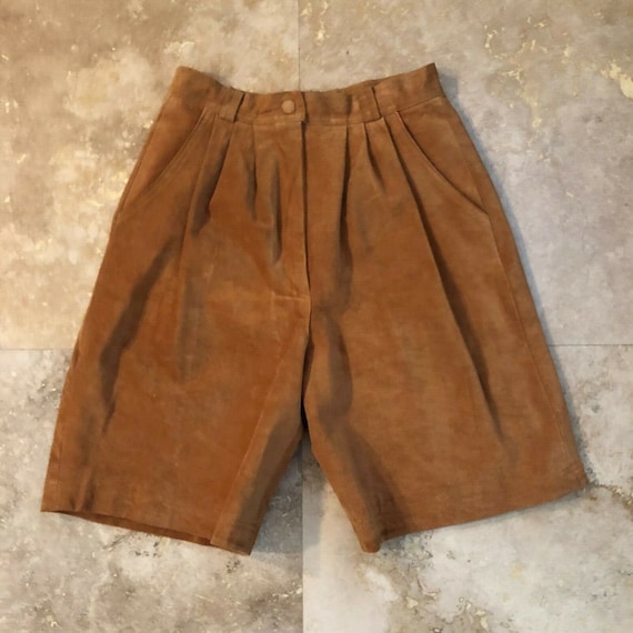 Vintage Brown Leather Suede High Rise Mom Shorts S