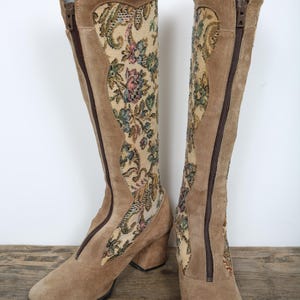 60s Gogo Boots Penny Lane Boots Vintage Boots Tapestry Boots 70s Hippie Hippy Retro Floral