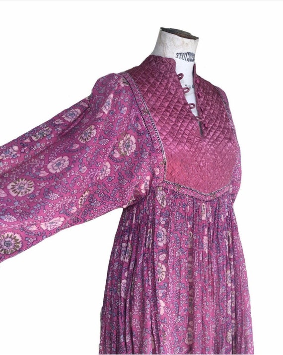 ADINI Dress Vintage 70s Indian Dress Midi Dress P… - image 5