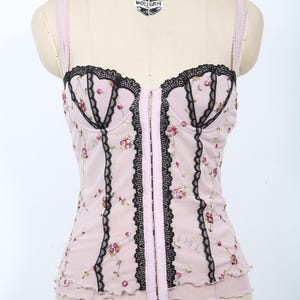 Pink Floral Embroidered Bustier Top Bra Lingerie Bra Sheer Summer Streetwear