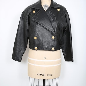 80s 90s Vintage Black Leather Crop Jacket Streetwear