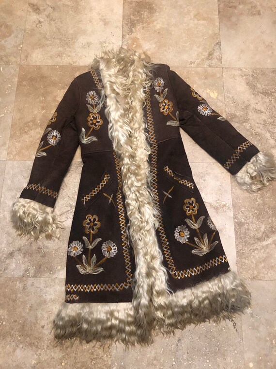 Vintage 70s Afghan Coat Sheepskin Shearling Sherpa
