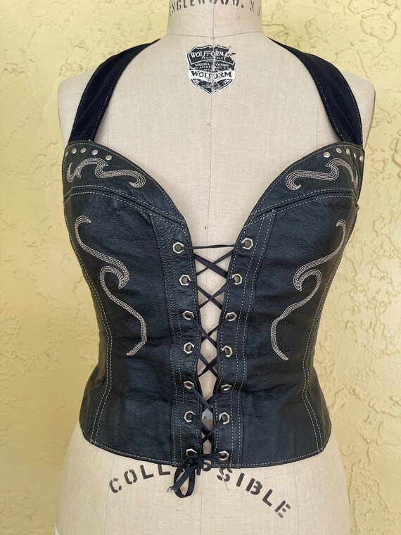 harley davidson leather halter top