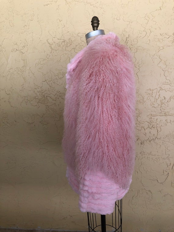 Vintage Mongolian Fur Coat Vintage Pink Coat Shag… - image 7