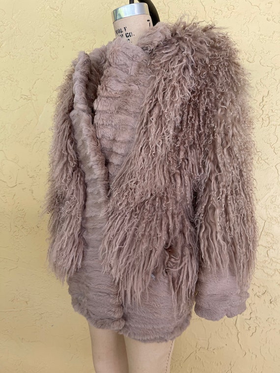 Vintage Mongolian Fur Coat Shaggy Fur Coat Glam R… - image 5